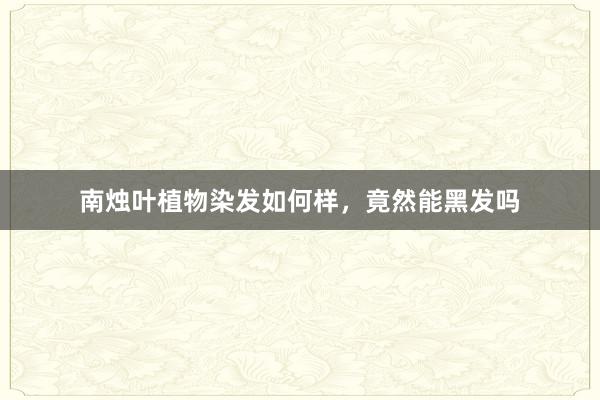 南烛叶植物染发如何样，竟然能黑发吗